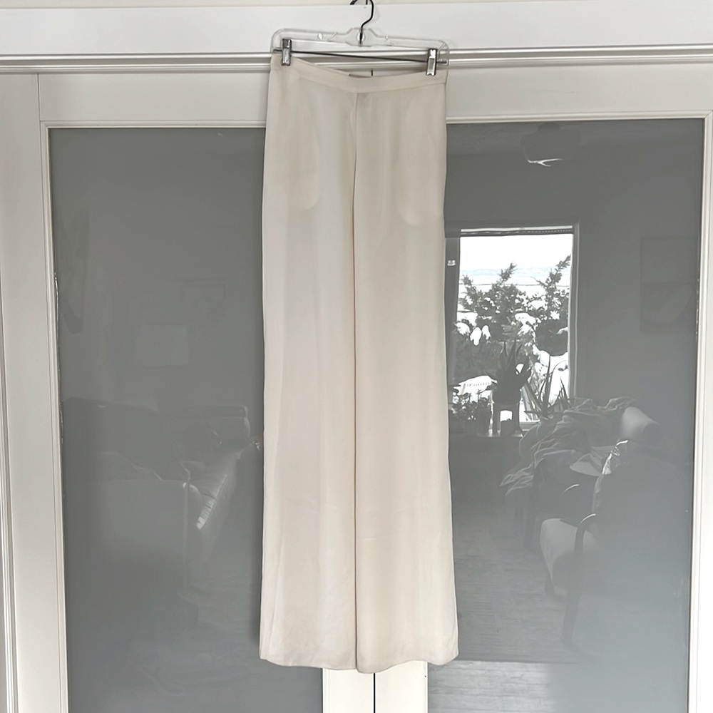 Emilio Pucci silk wide leg pants cream